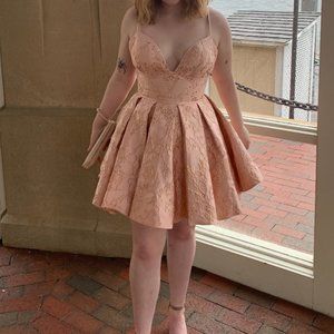 Sherri Hill Pink Brocade Short Semi-Formal Dress